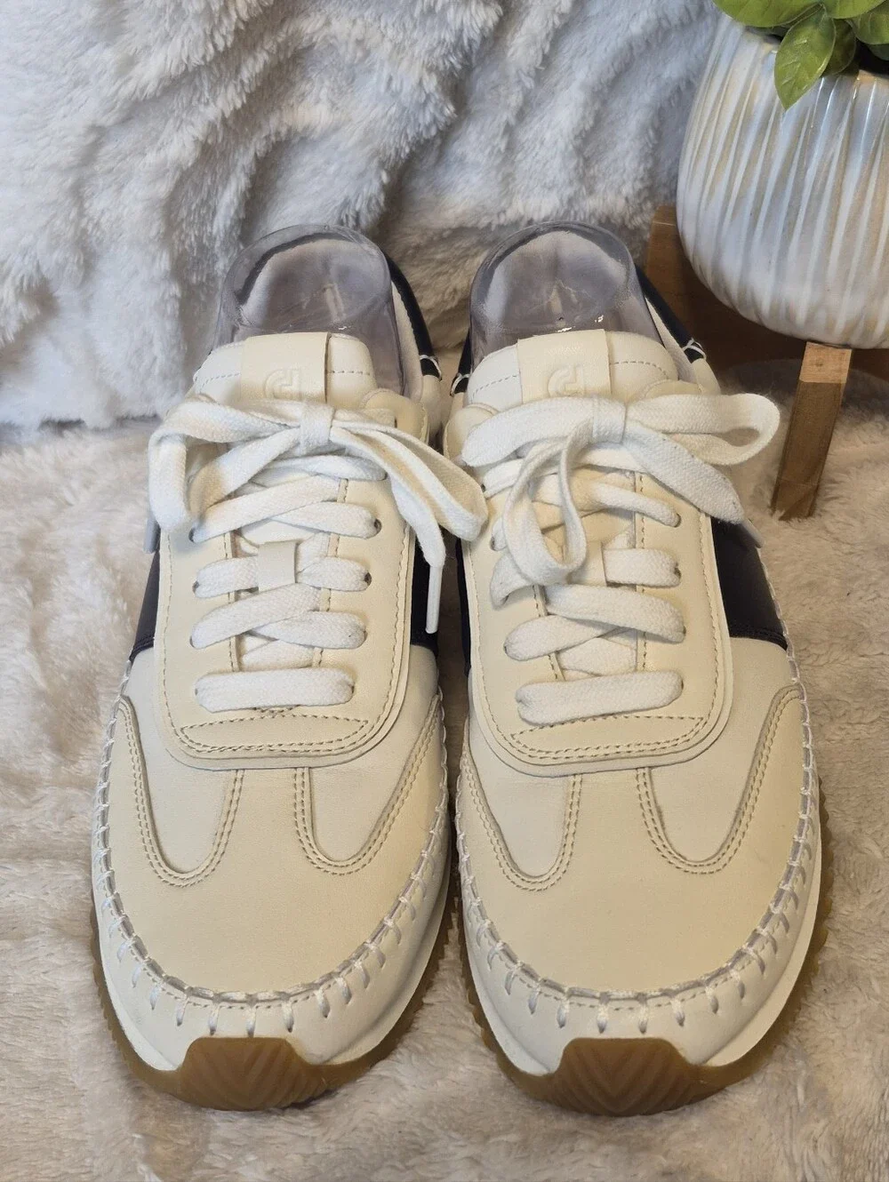 NEW Cole Haan Grandpro Premier Sneakers Women's Sz 9 Ivory/Navy Casual Shoes